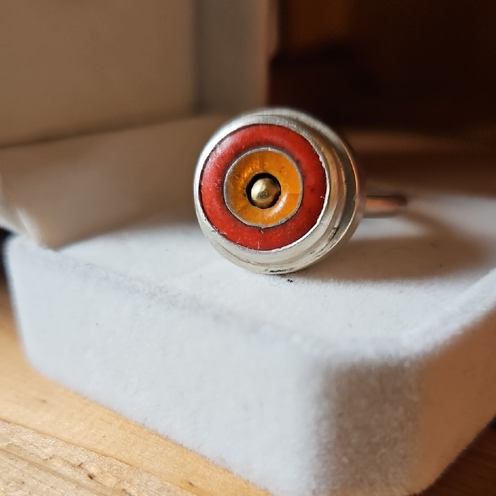 Hand Crafted Silver Ring With Vibrant Orange Acce… - image 5